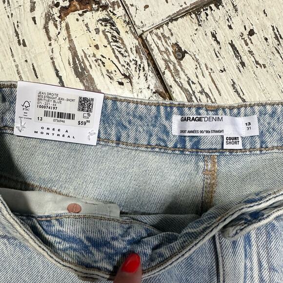 Garage Denim 90s Straight Droit Annees Jeans Size 13 Short Britney Blue - Picture 2 of 8